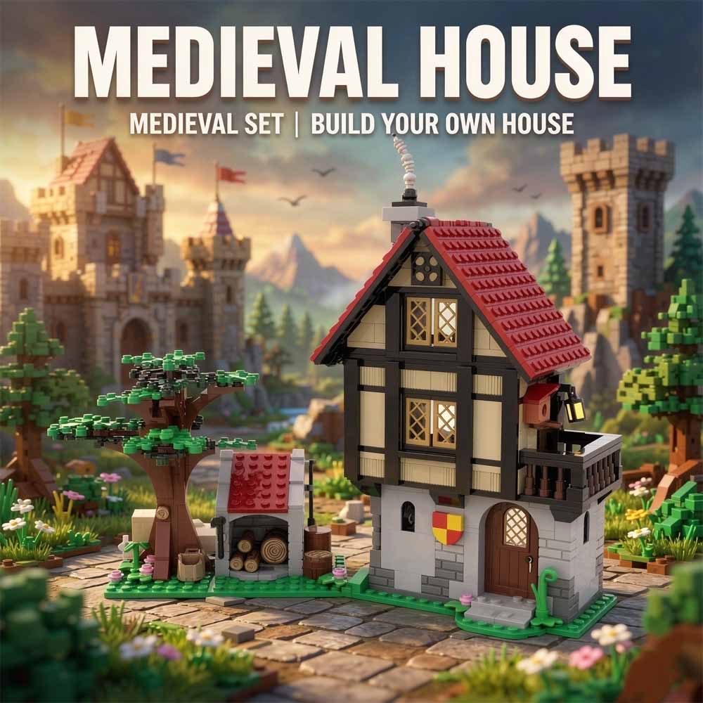 Model Kit Companies - MOC-82740 Medieval House Building Blocks Set