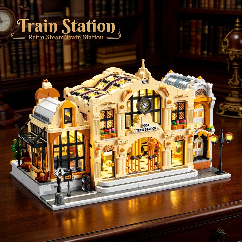 Model Kit Locomotive - Vintage Train Station with LED Modular