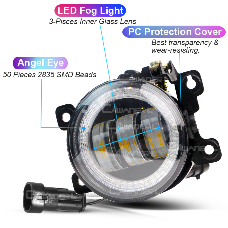 2 X Car Angel Eye LED Fog Ligh - Model Kit Jeep recension och pris
